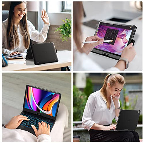 Typecase Touch Keyboard Case with Trackpad for iPad Air 5th Gen (10.9-inch, 2022): 360° Rotatable - 11 Colors Backlight - Wireless Keyboard with Pencil Holder for iPad Air 5th & 4th Gen